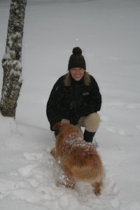 Me and Bailey playing in the snow during her last winter.